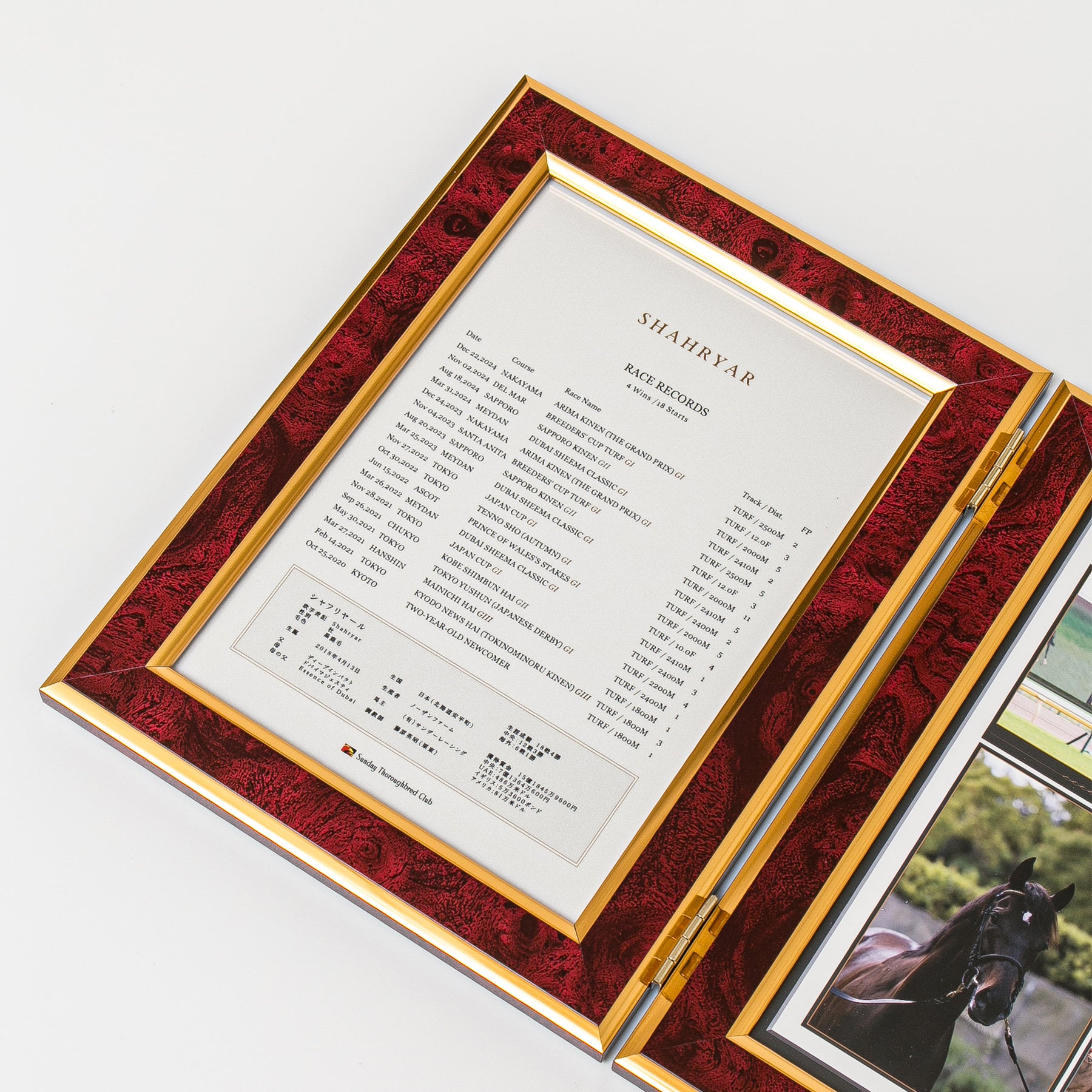 【HORSE GOODS net】シャフリヤール・引退記念写真パネル