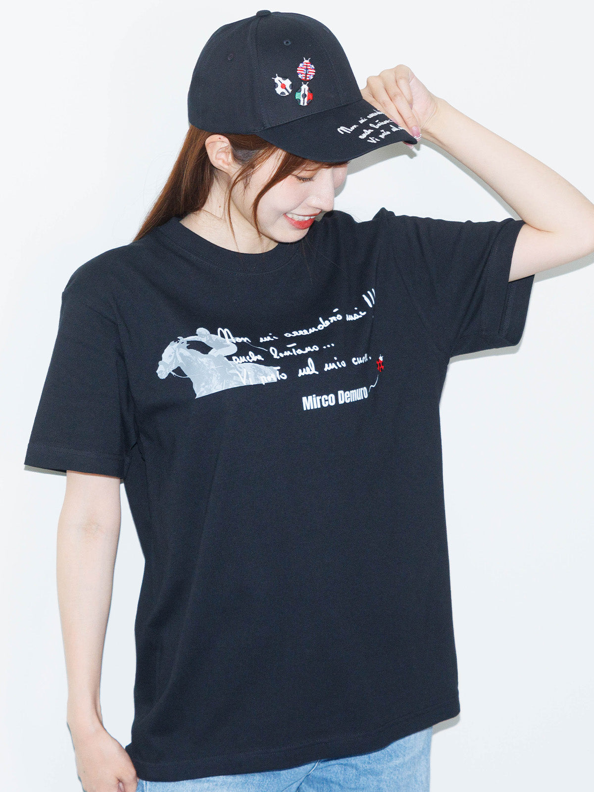 Tシャツ(黒)【M.デムーロ騎手公式応援グッズ】